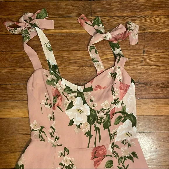 NWT Reformation Nadira Tie Strap Sweetheart Midi Dress Size 8 Rose Garden - Picture 4 of 6